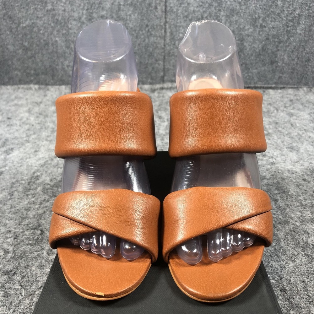 Steve Madden Brown Leather Block Heel Sandals - Picture 4 of 16